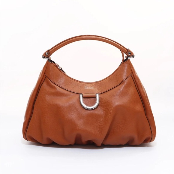 Gucci Hobo Bag Handbag‎ Shoulder Bag Tan Leather D Ring
